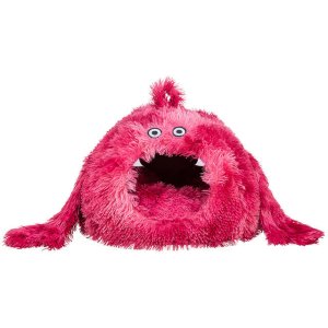 Kukaň MONSTER, 46 x 33 x 46 cm, dlouhovlasý plyš, růžově červená - LIMITOVANÁ NABÍDKA