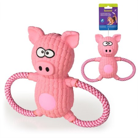 Prasátko růžové, lano - latex 18,5cm