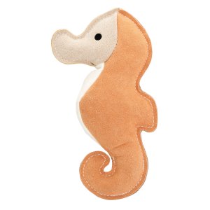 Mořský koník, 23 cm, robustní kožená hračka / aport, HIPHOP DOG, krémová/hořčicová