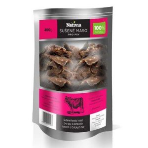Nativia Sušené hovězí maso pochoutka pro psy 400g (POŠKOZENÝ OBAL)