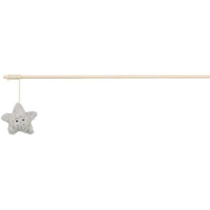 Vánoční hrací prut s hvězdičkou a catnipem, 48 cm, plyš/dřevo, šedá