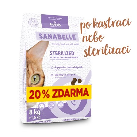 Bosch Cat Sanabelle Sterilized 8 kg + 1,6 kg ZDARMA
