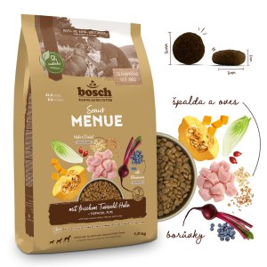Bosch HPC MENUE Senior with animal welfare chicken + spelt & oats 1 kg (EXPIRACE 11/2025)