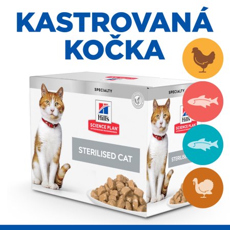 Hill’s Science Plan kapsičky pro kastrované kočky kuře, ryby, krůta 12 x 85 g (POŠKOZENÝ OBAL)