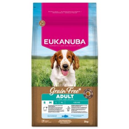 Krmivo EUKANUBA Grain Free Adult Small & Medium rich in ocean fish 3 kg