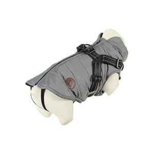 Obleček bunda pro psy S POSTROJEM černošedá 30cm Zolux