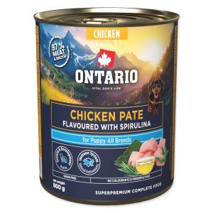 Konzerva Ontario Puppy kuřecí pate s příchutí spiruliny 800g