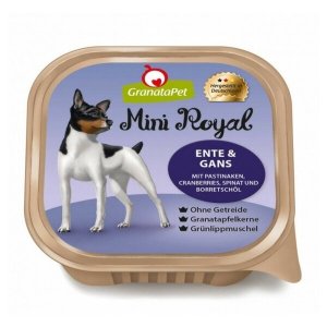 GranataPet Mini Royal Kachna & husa s pastinákem, brusinkami, špenátem a borákovým olejem balení 150 g