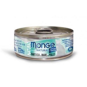 MONGE NATURAL mořské plody s kuřecím masem pro kočky 80 g (EXPIRACE 03/2026)