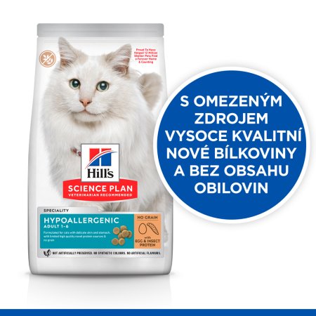 Hill’s Science Plan Hypoalergenní pro kočky s vajíčkem a hmyzím proteinem 1.5 kg (EXPIRACE 02/2026)
