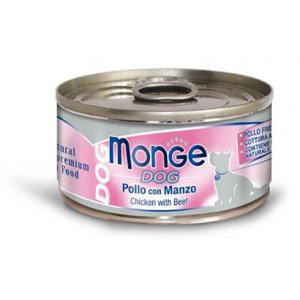 MONGE DOG NATURAL kuřecí maso s hovězím pro psy 95 g (EXPIRACE 04/2026)