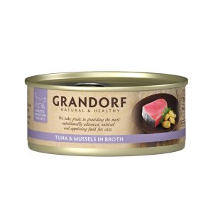 Grandorf konzerva pro kočky Tuňákový filet s mušlemi 70g