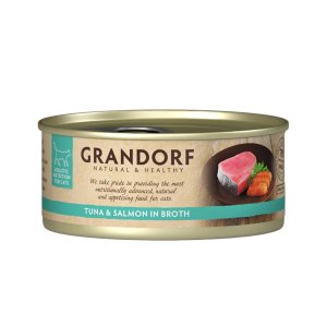 Grandorf konzerva pro kočky Tuňákový filet s lososem 70g