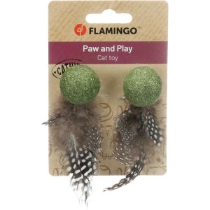 Flamingo Katti Hračka pro kočky s pírky zelená 2ks