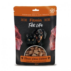 Fitmin For Life Mrazem sušený pštrosí pamlsek pro psy a kočky 30 g (EXPIRACE 03/2026)