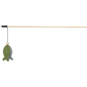 Hrací prut s rybkou, 48 cm, s catnipem, dřevo/filc