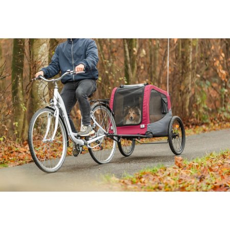 Vozík za kolo, S: 56 × 64 × 61/125 cm, do 15 kg, šedá/červená
