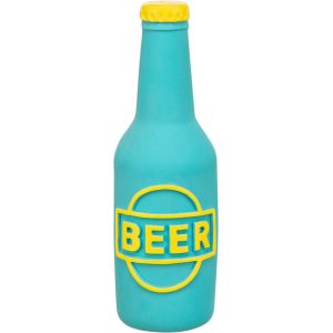 Beer bottle - pivní lahev, latexová hračka se zvukem 12,5 cm, modrá