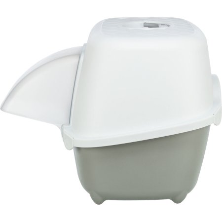 Toaleta pro kočky DAVIO TOP s krytým vstupem, 56 × 39 × 39 cm, šedá/bílá