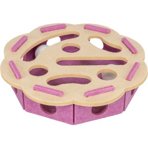 Interaktivní hra pro kočky Hole�n�Roll – květina, ø 30 × 7.5 cm, filc, růžová/béžová