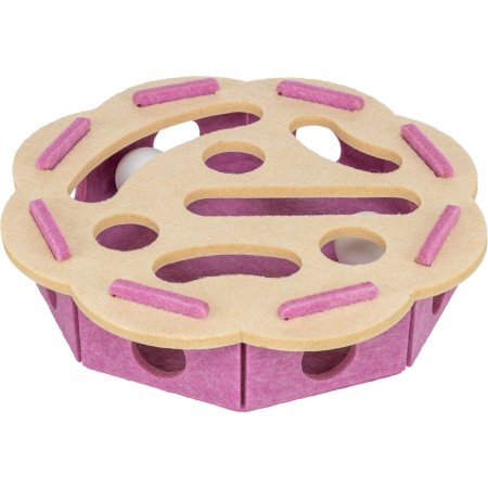 Interaktivní hra pro kočky Hole�n�Roll – květina, ø 30 × 7.5 cm, filc, růžová/béžová