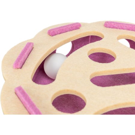 Interaktivní hra pro kočky Hole�n�Roll – květina, ø 30 × 7.5 cm, filc, růžová/béžová