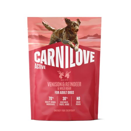 Carnilove Active Dog Dry Made with Venison & Reindeer & Wild Boar for Active Adult All Breeds 1,5 kg