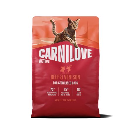 Carnilove Active Cat Dry Made with Beef & Venison for Sterilised Adult All Breeds 2 kg