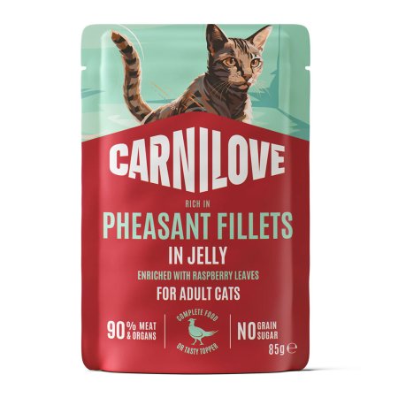 Carnilove Cat Pouch Jelly rich in Pheasant enriched with Raspberry Leaves 85 g