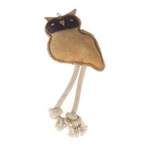 Hračka pes animALL Sova s provazy kůže, natural 28cm