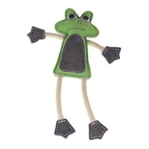 Hračka pes animALL Žába s provazy kůže, barevná 33cm