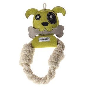 Hračka pes animALL Pes s kruhem kůže, barevný 25x16cm