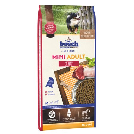 Bosch Mini Adult Lamb & Rice 15 kg (POŠKOZENÝ OBAL, váha 14,7 kg)