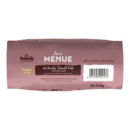 Bosch HPC MENUE Junior with animal welfare turkey + oats & millet 12 kg (EXPIRACE 05/2026)
