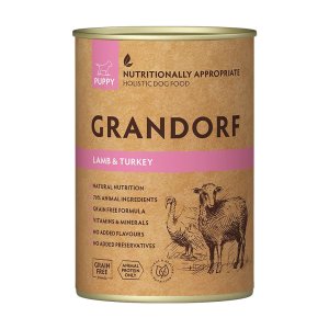Grandorf konzerva pro psy Puppy Jehně a krocan 400g