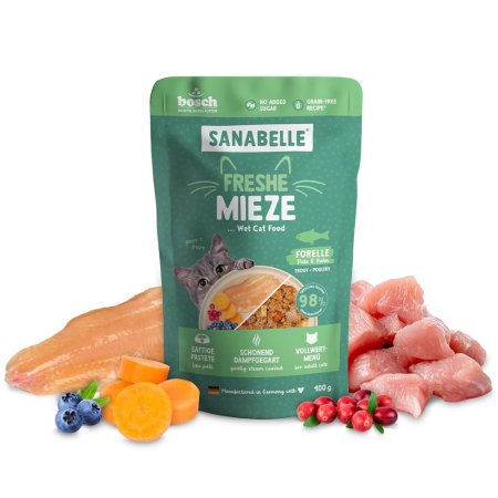 Bosch Cat Freshe Mieze Nassfutter Wet Food Trout, Turkey & Chicken 100 g