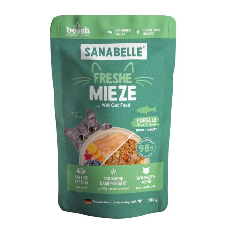 Bosch Cat Freshe Mieze Nassfutter Wet Food Trout, Turkey & Chicken 100 g