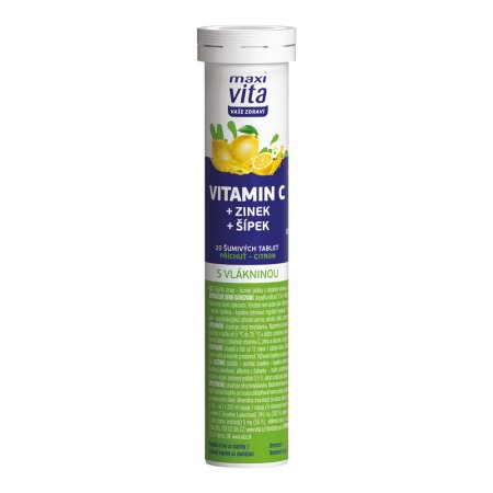 Vitar Maxi Vita Vitamin C + zinek + šípek 20 šumivých tablet 80 g