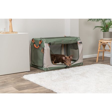 Tranportní přepravka COMFY, S: 47.5 x 44.5 x 70 cm, olivová/béžová