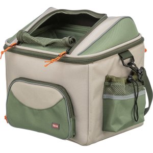 Transportní koš na nosič, polyester, 48 x 40 x 34 cm, olivově zelená/béžová