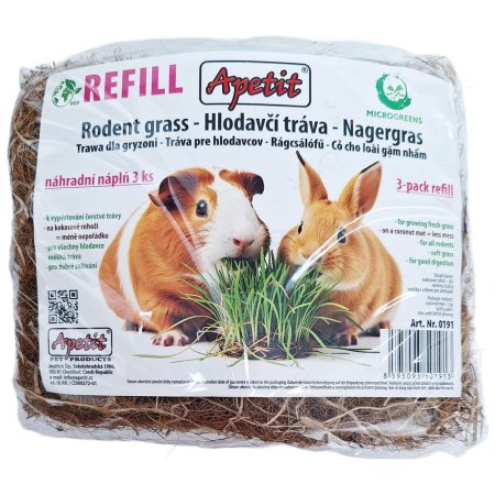 Apetit - Hlodavčí tráva - REFILL - 3x náhradní rohož a 3x semínka 30 g