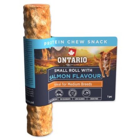 Pochoutka Ontario Protein příchuť losos, žvýkací rolka malá 1ks 12,7cm