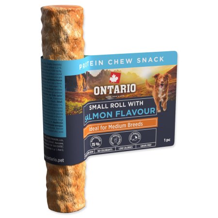 Pochoutka Ontario Protein příchuť losos, žvýkací rolka malá 1ks 12,7cm