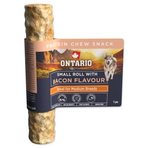 Pochoutka Ontario Protein příchuť slanina, žvýkací rolka malá 1ks 12,7cm