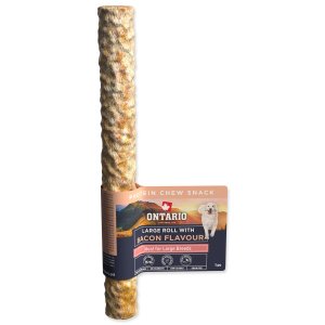Pochoutka Ontario Protein příchuť slanina, žvýkací rolka velká 1ks 25,4cm