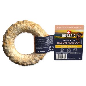 Pochoutka Ontario Protein příchuť slanina žvýkací bagel 1ks 8,9cm