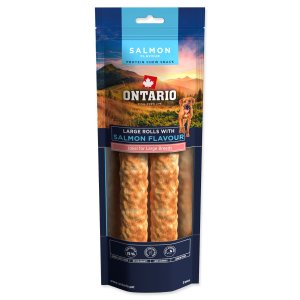 Pochoutka Ontario Protein příchuť losos, žvýkací rolka velká 2ks 25,4cm