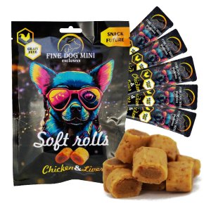 Fine Dog Mini Exclusive Soft Roll svačinka pro psy KUŘECÍ S JÁTRY 5x10g (EXPIRACE 05/2026)