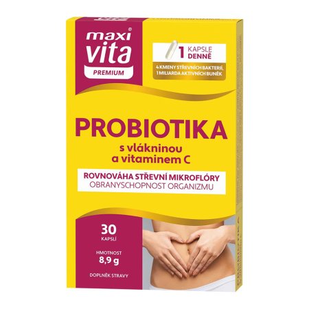Vitar Maxi Vita Premium Probiotika + vláknina + vitamin C 30 kapslí (EXPIRACE 08/2026)