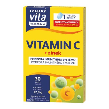 Vitar Maxi Vita Vitamin C + zinek 30 tablet (EXPIRACE 07/2026)